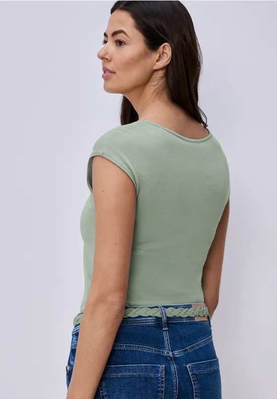 Ärmelloses Shirt mit Diamantausschnitt