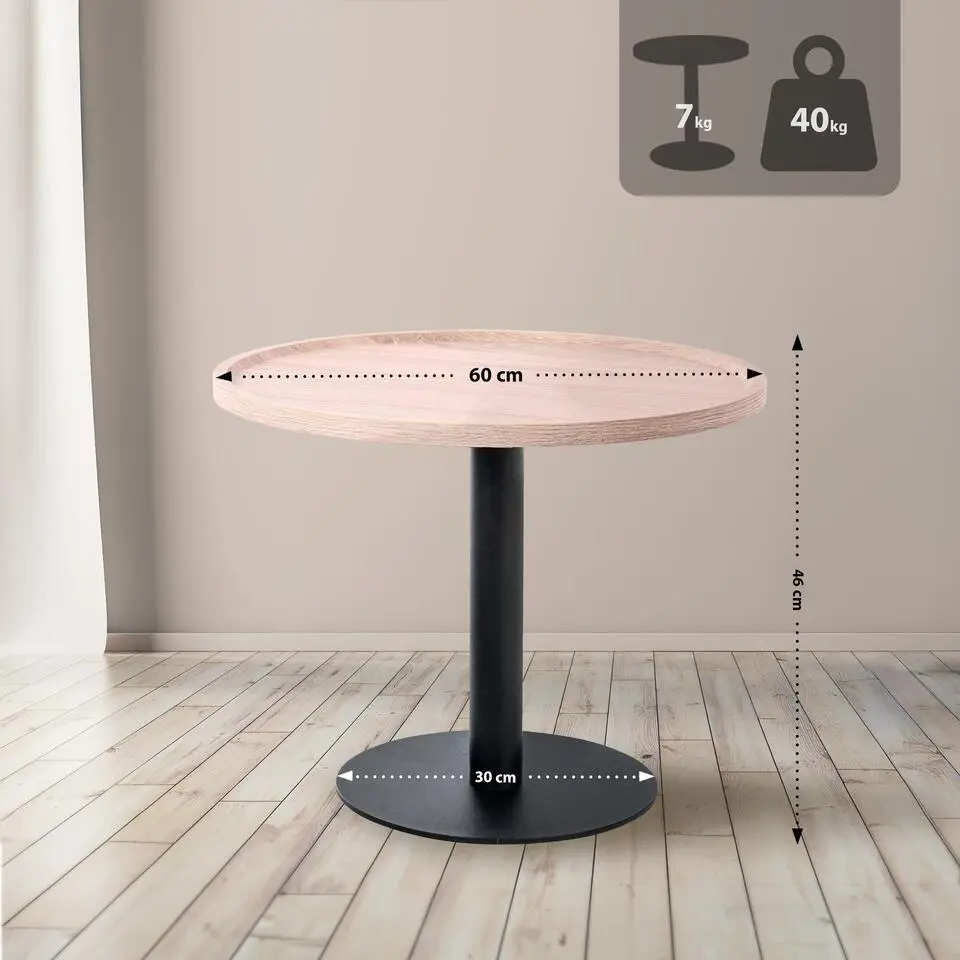 CLP Bijzettafel Aspen mat zwart Frame - Hout - eik