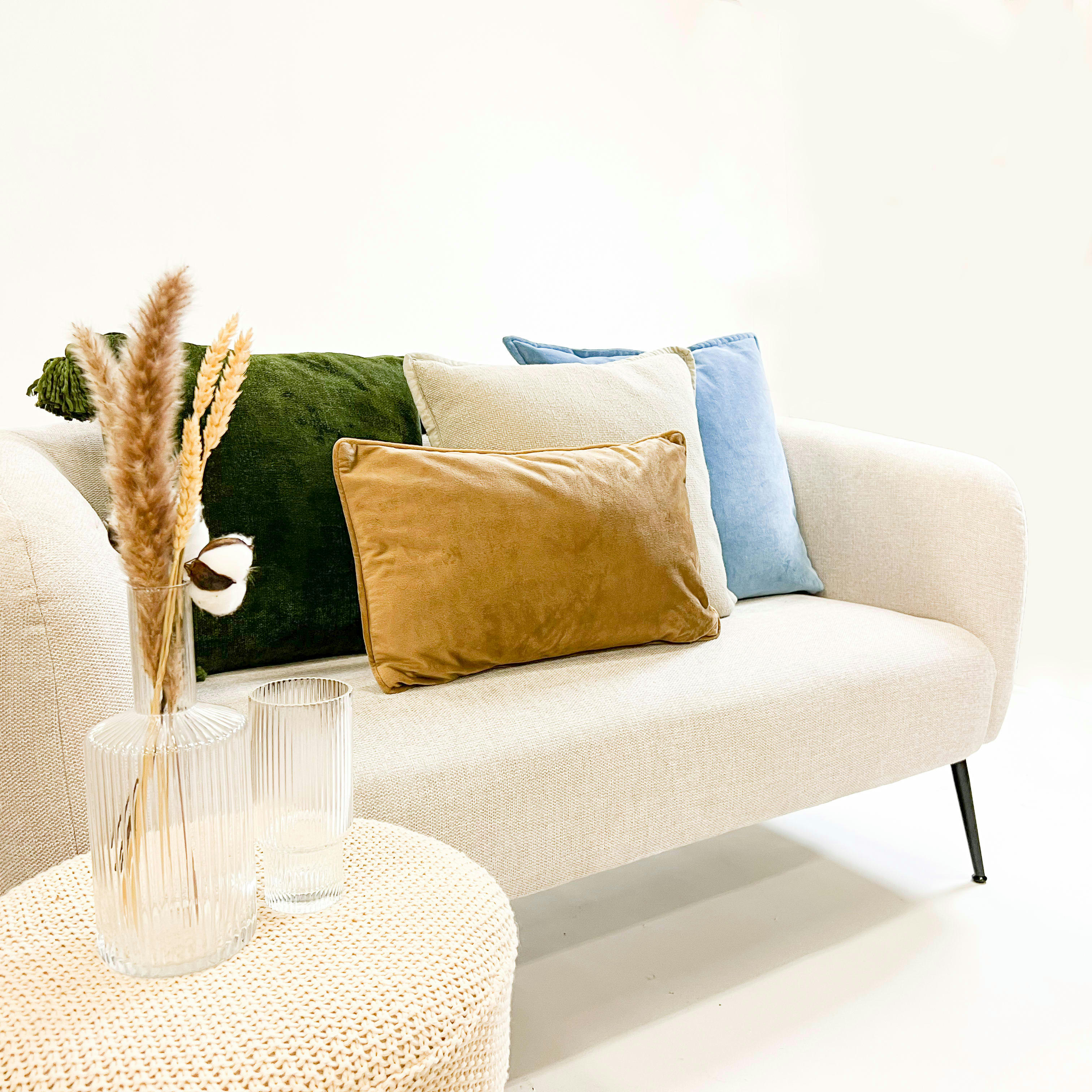 - Housse de coussin marron en velours-30x50 cm uni