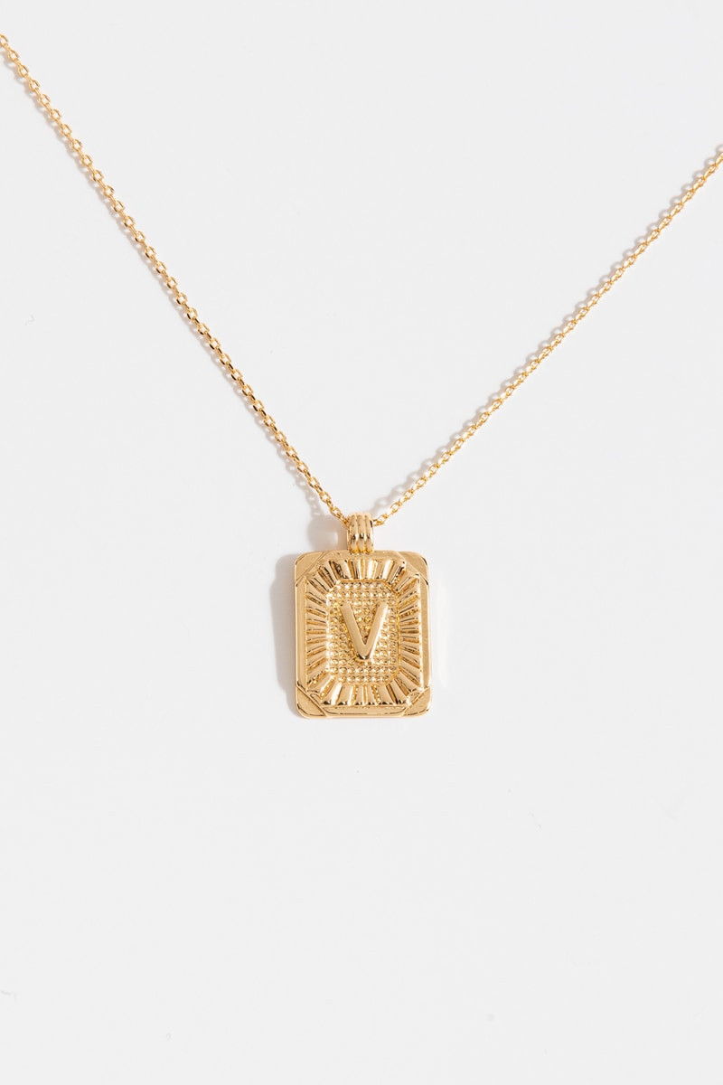 Initial ID Tag Pendant Necklace