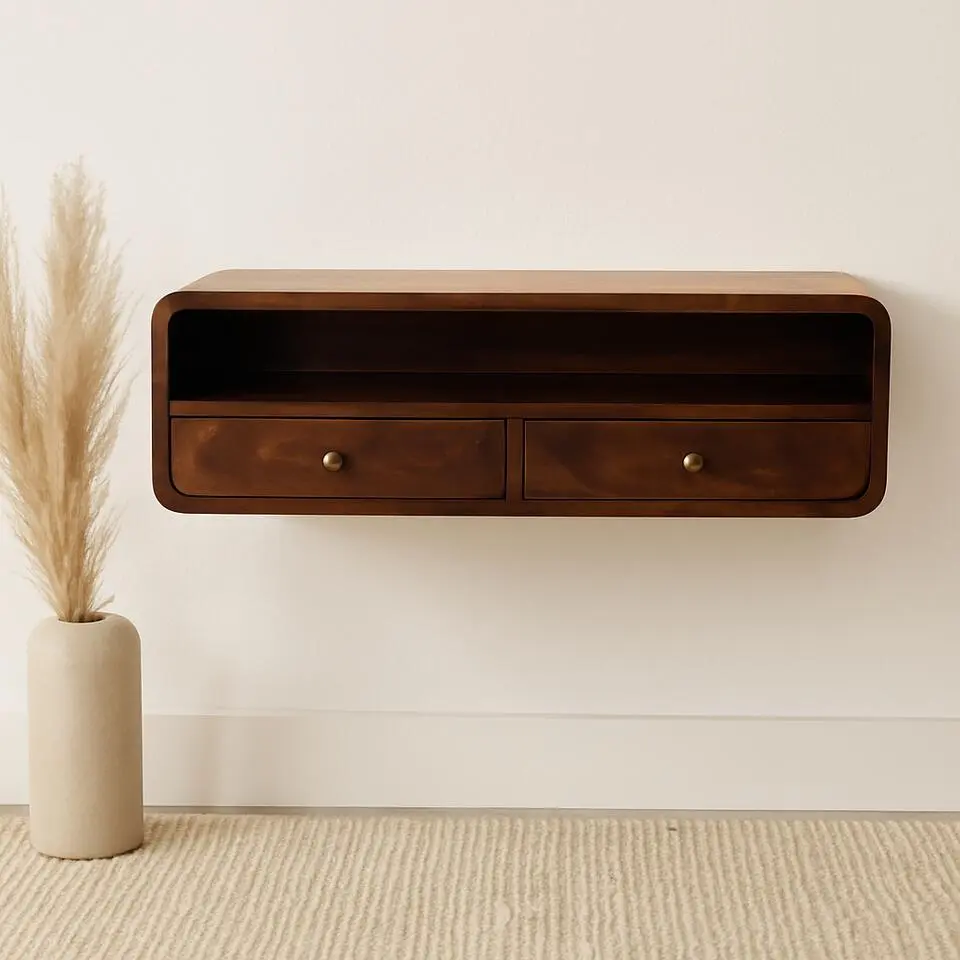 Artisan Furniture Massief Mangohouten zwevende open console California Walnut