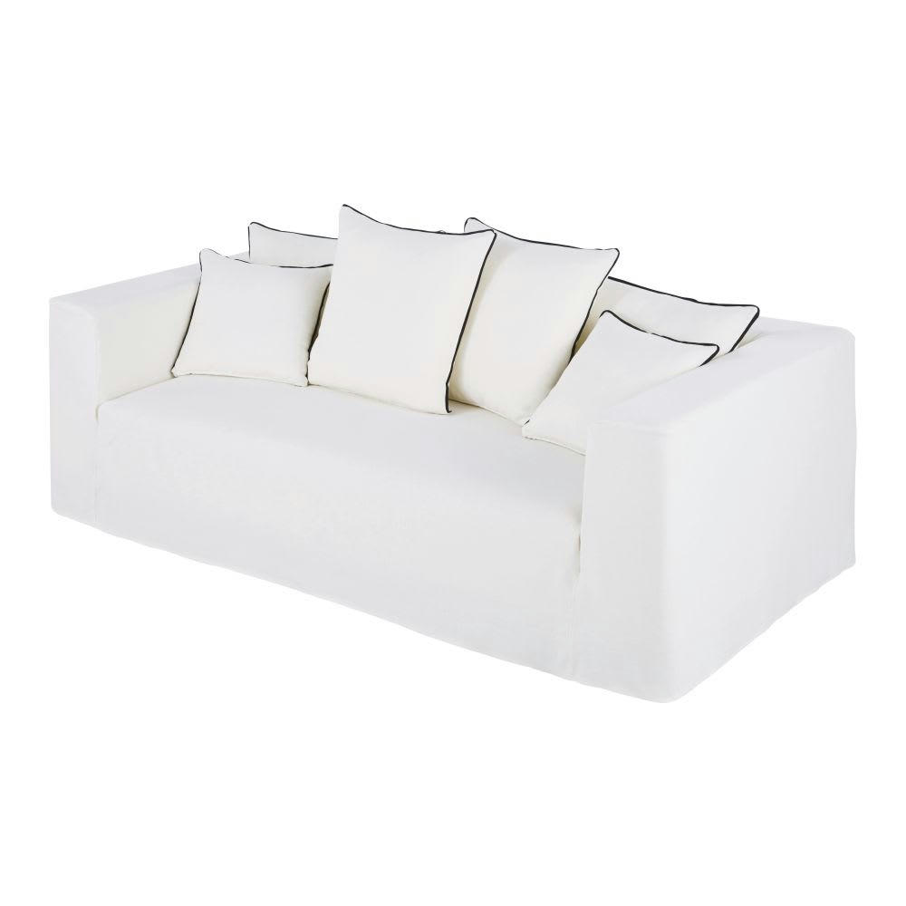 Gipsy - Canapé 3/4 places en lin supérieur blanc