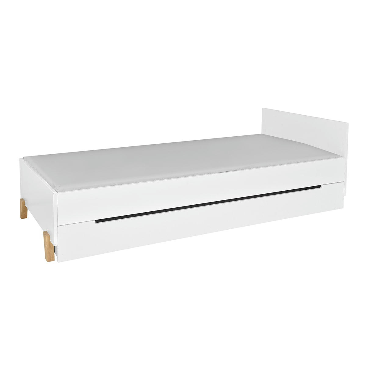 ZARA - Lit 90x200 sommier tiroir inclus blanc