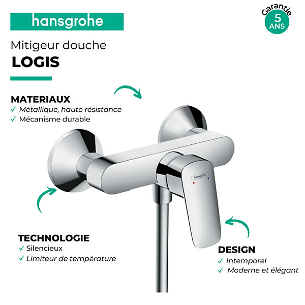 HANSGROHE Mitigeur de douche chromé Logis 71600000