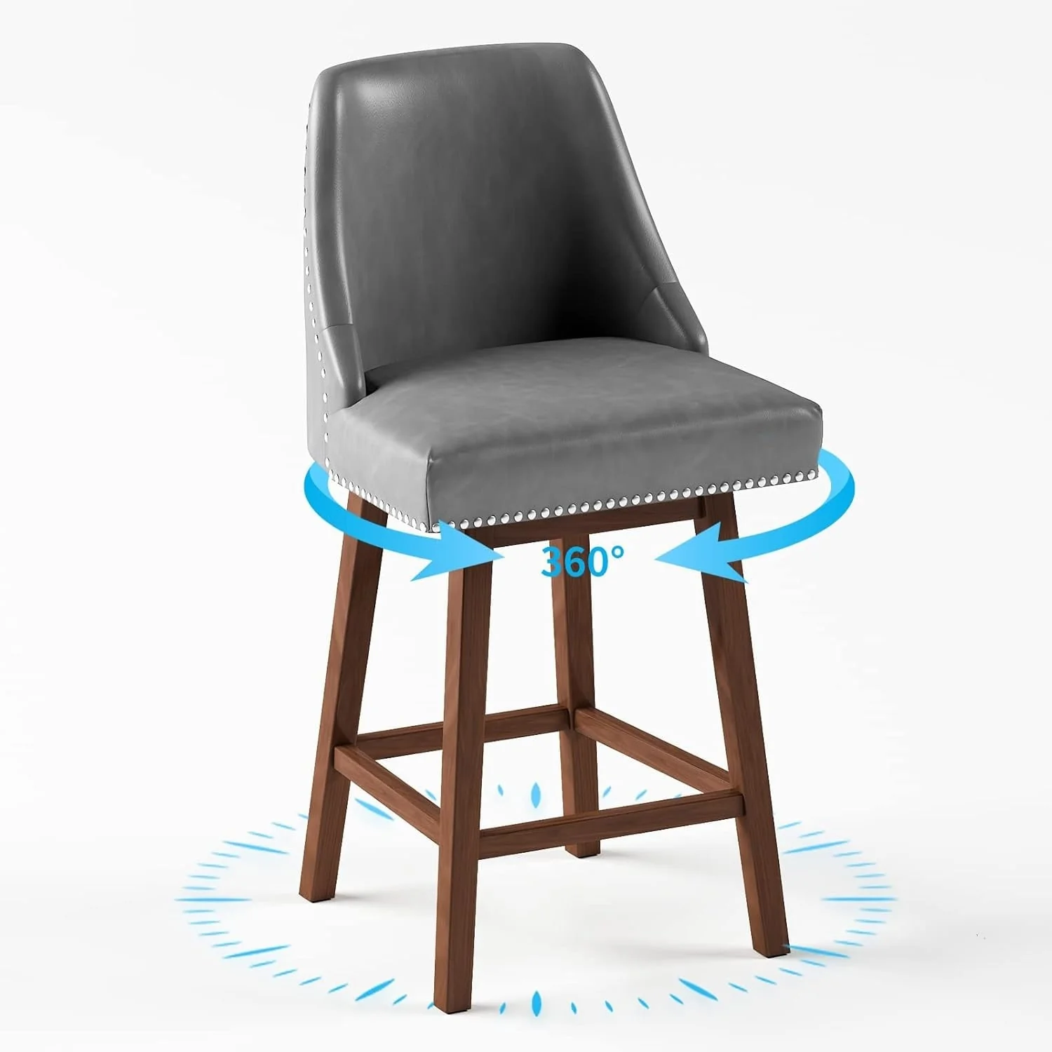 Mixoy 360° Swivel Counter Height Bar Stool,Counter Height Chair with Leather Padded Seat,Upholstered Chairs for Restaurant