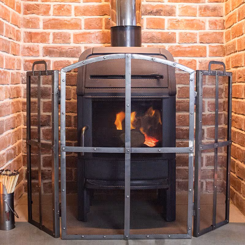 Greystone Iron Pewter Panel Fire Screen