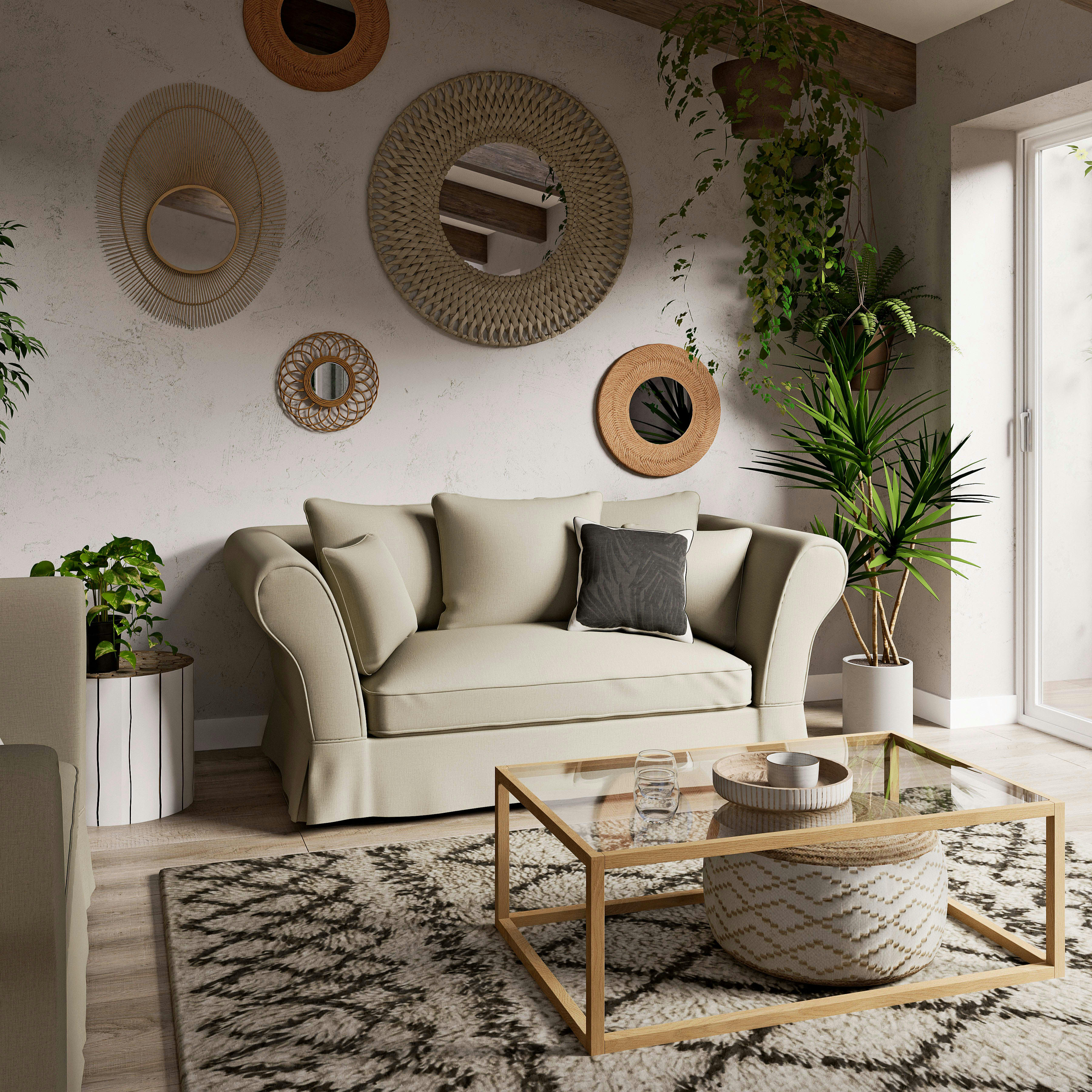 Roma - Housse de canapé 2 places mastic