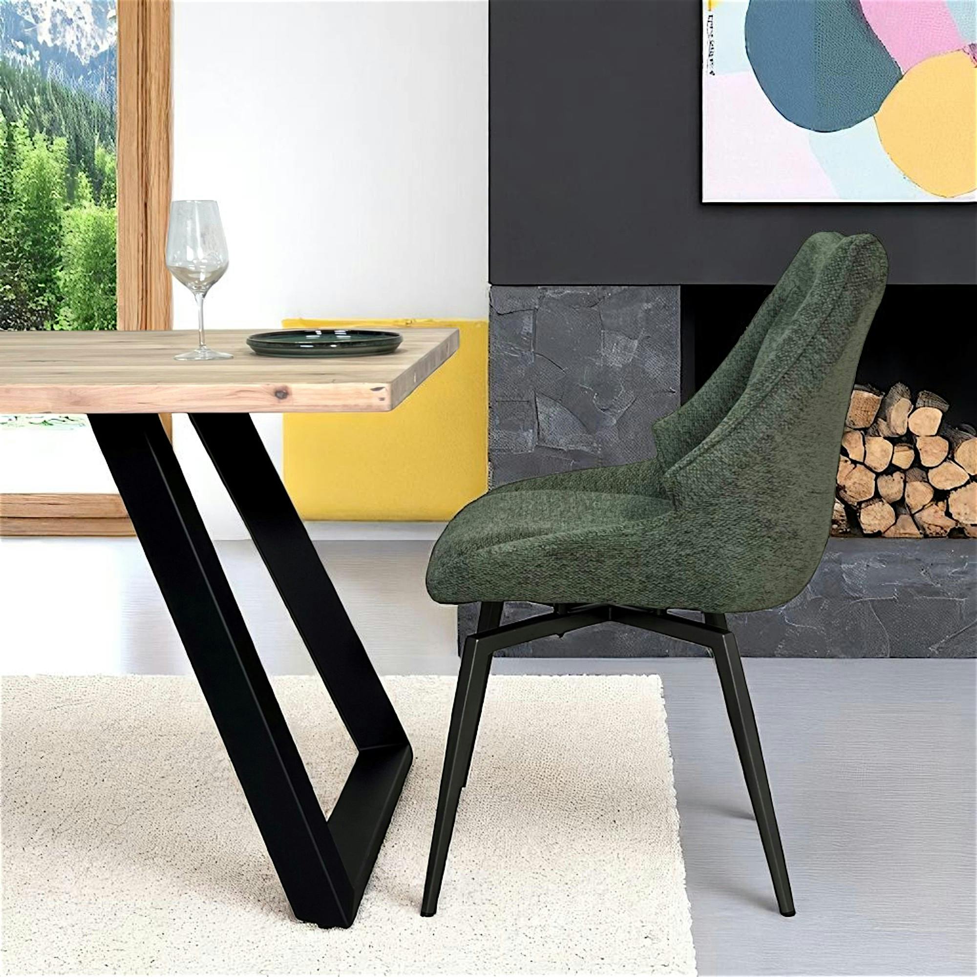 Chaise design tissu microfibre kaki (lot de 2) IENA