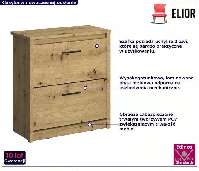 Uchylna szafka na buty dąb artisan - Orax