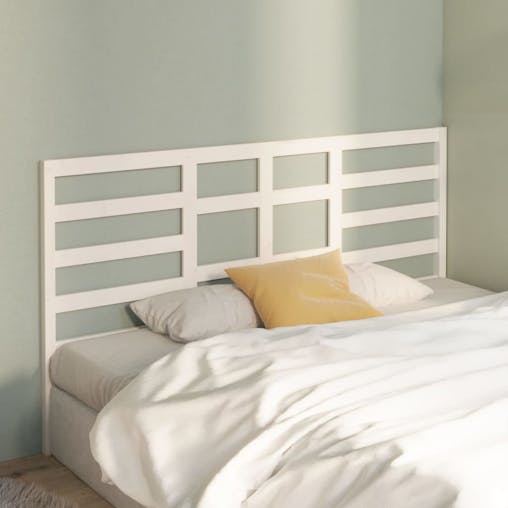 NNEVL Bed Headboard White 186x4x104 cm Solid Wood Pine
