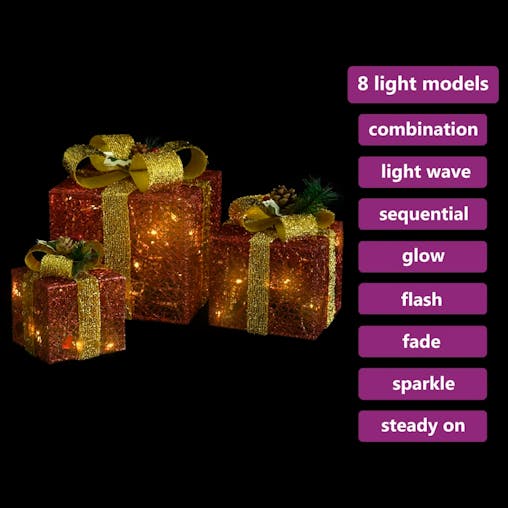 NNEVL Decorative Christmas Gift Boxes 3 pcs Red Outdoor Indoor