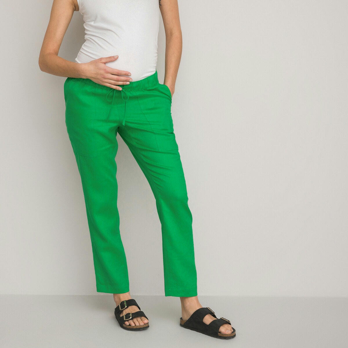 Pantalon droit de grossesse, en pur lin