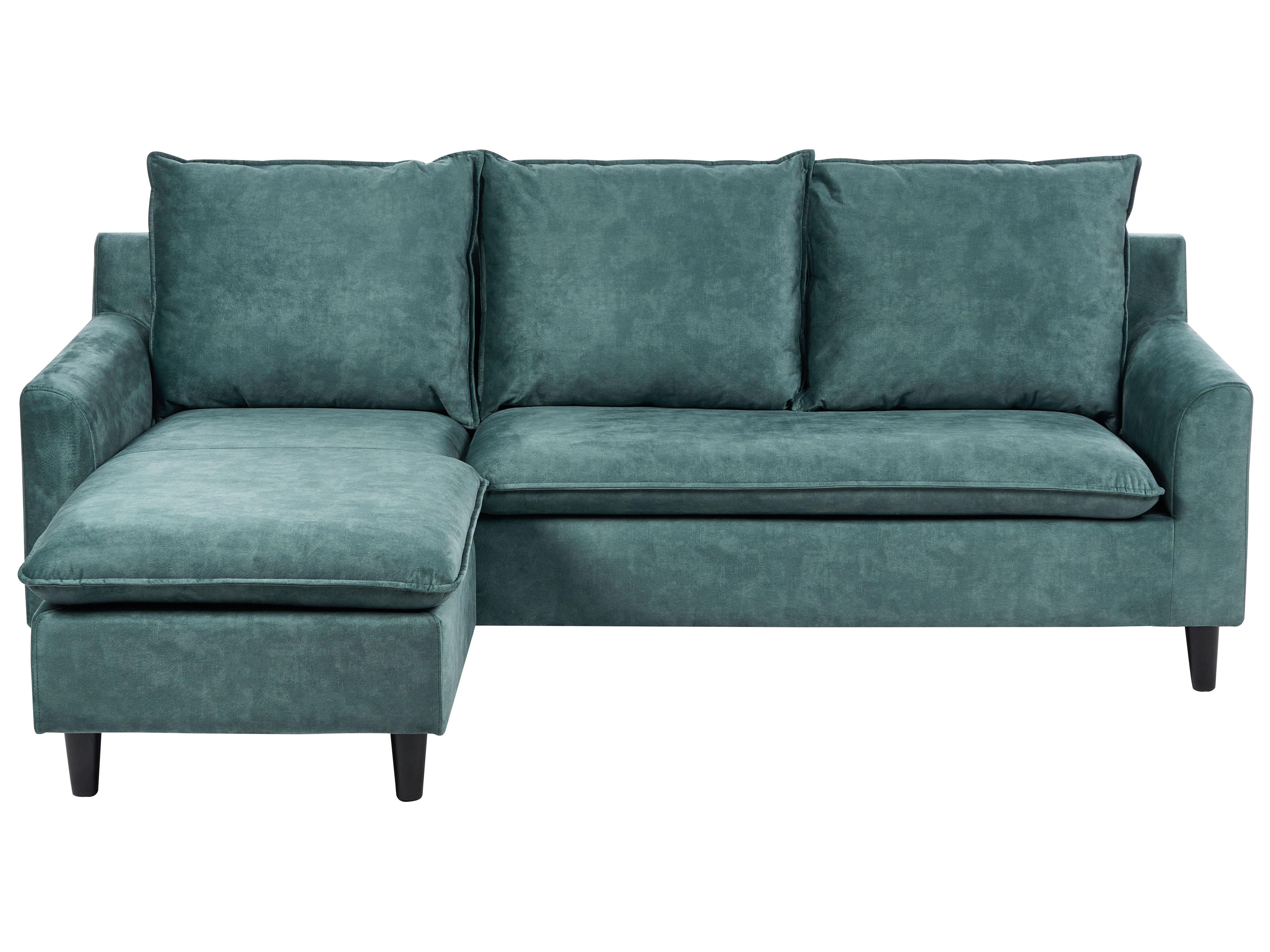 Corner Sofa 3 Seater ELVENES Velvet Teal Left Hand