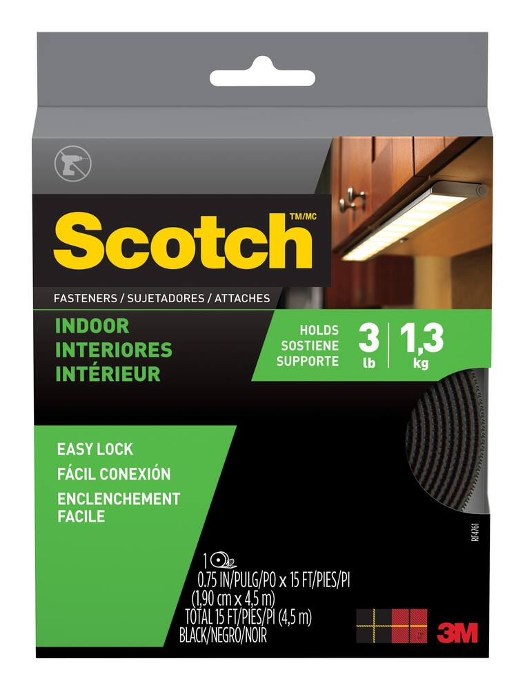Scotch Indoor Fasteners, Black, 3-lbs, 0.75-in x 15-ft, 1-pk