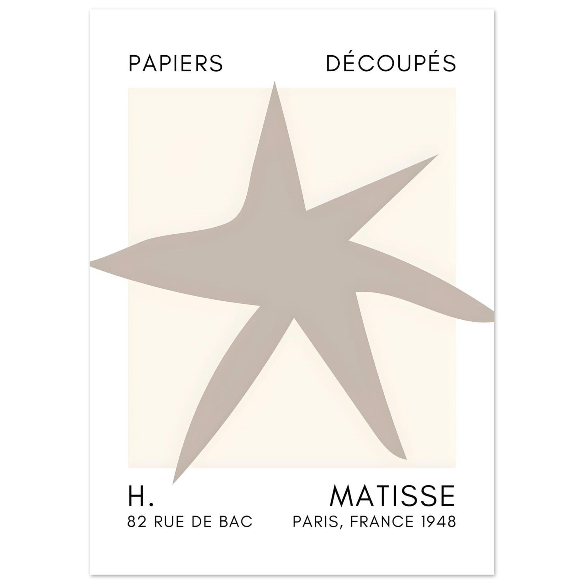 Artfulprints Poster Matisse – Star of the sea grey  - 50x70 cm - Grijs