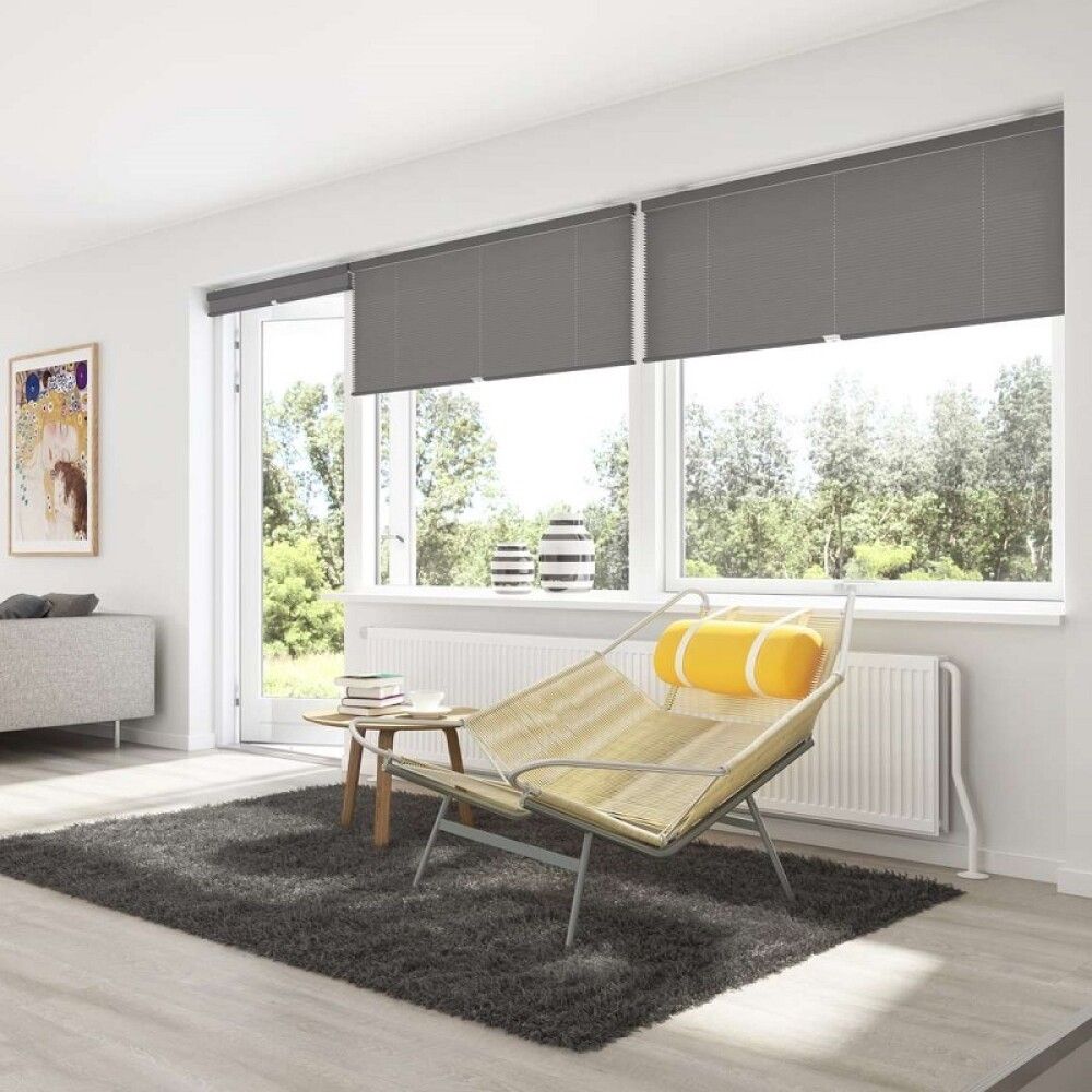 PLISSÉ TOUCH DEBEL TRÅDLØS 140X160CM GRÅ