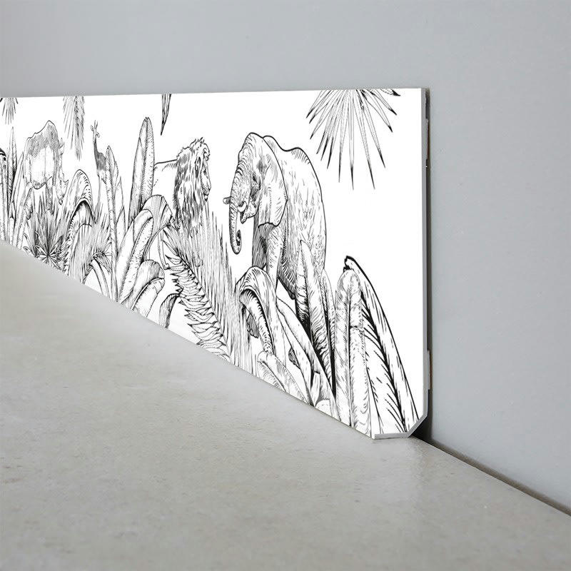 PLENITUDE - Plinthe PVC lot de 10 L100xH. 8cm Noir Animaux