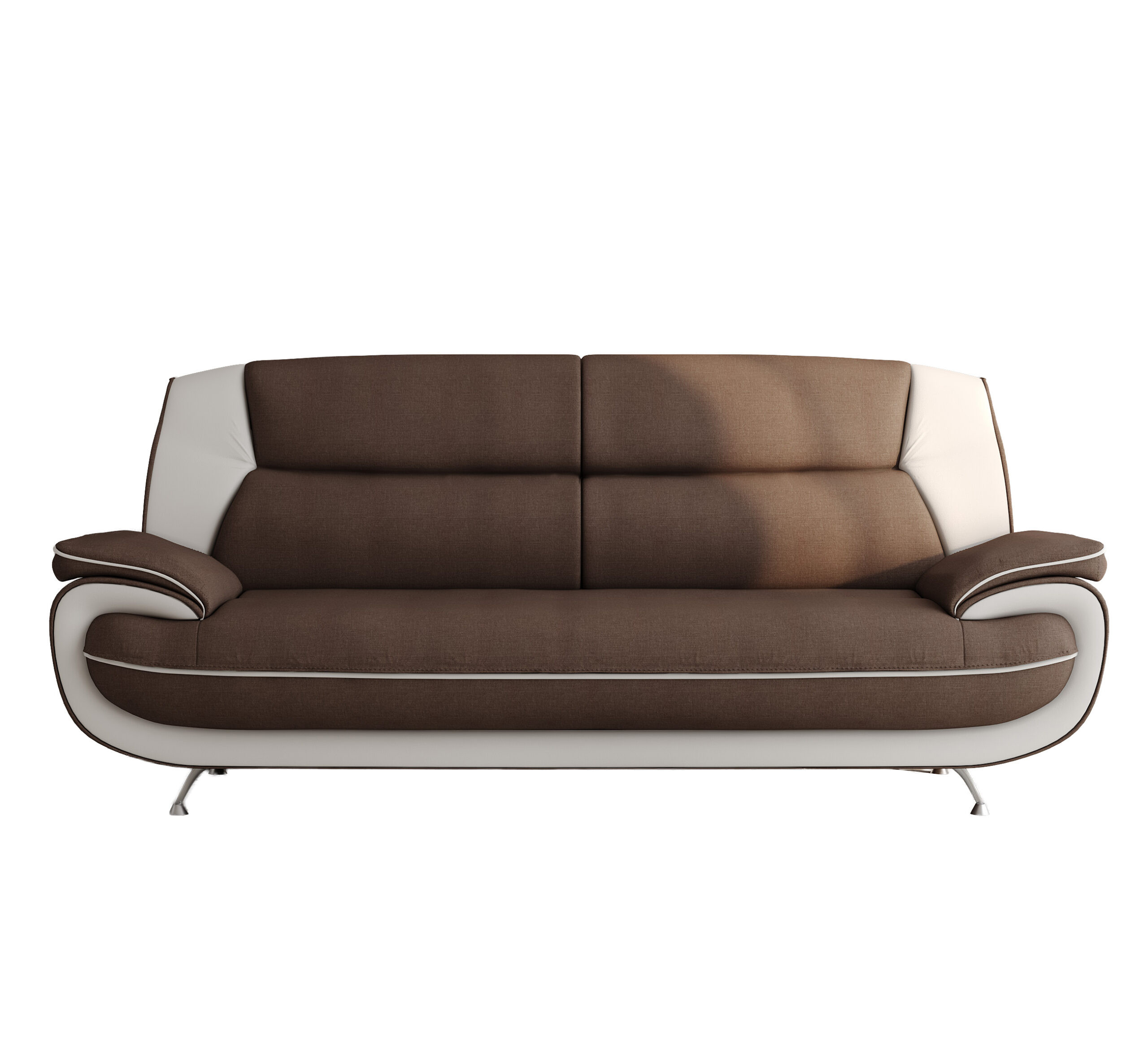 Sofa trzyosobowa, tkanina Kronos, brązowo-biała, Palermo