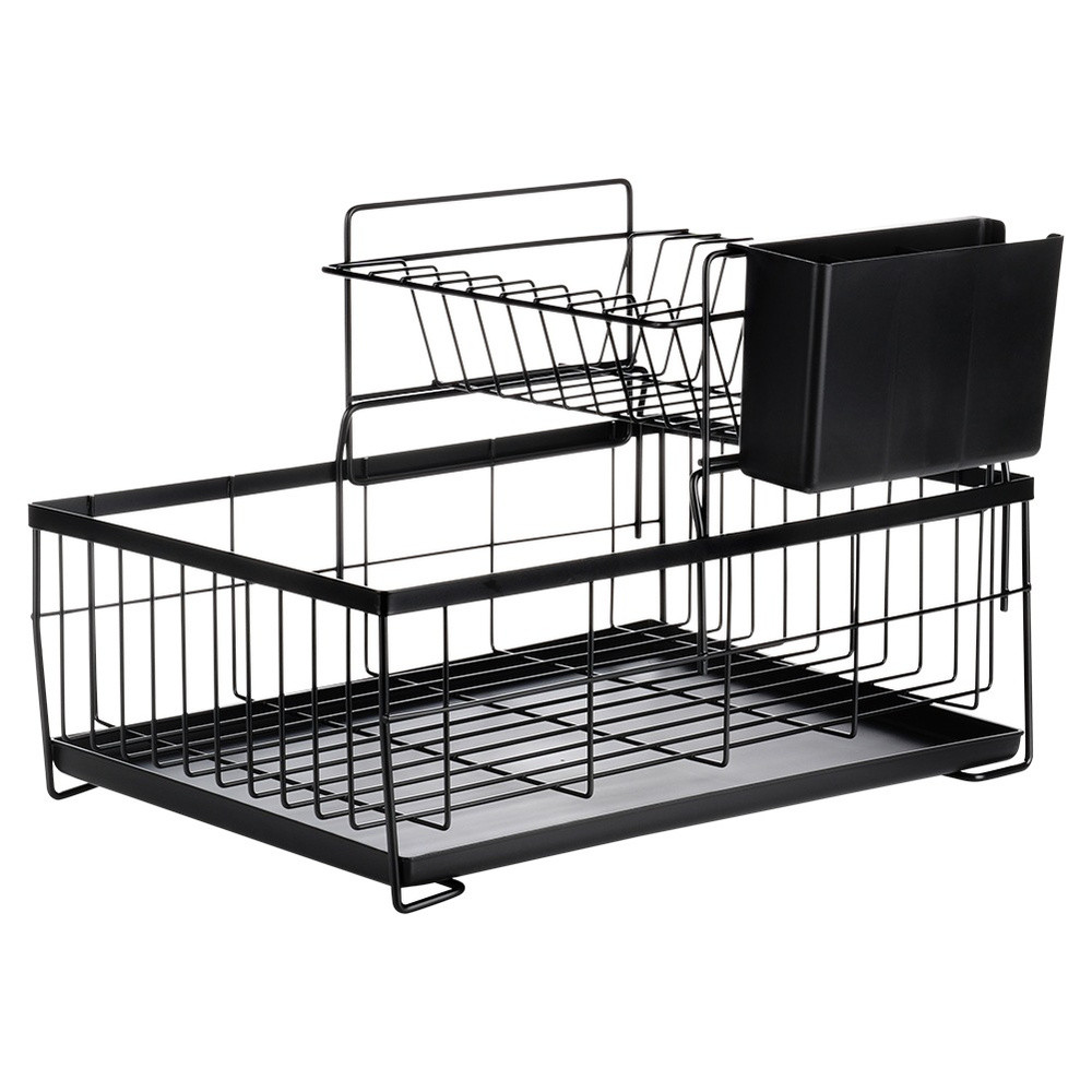 Suszarka na naczynia metalowa czarna 2-poziomowa 42x28x28 cm