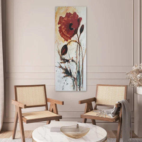 Feeby Obraz na płótnie, Kwiat maku malowany 30x90