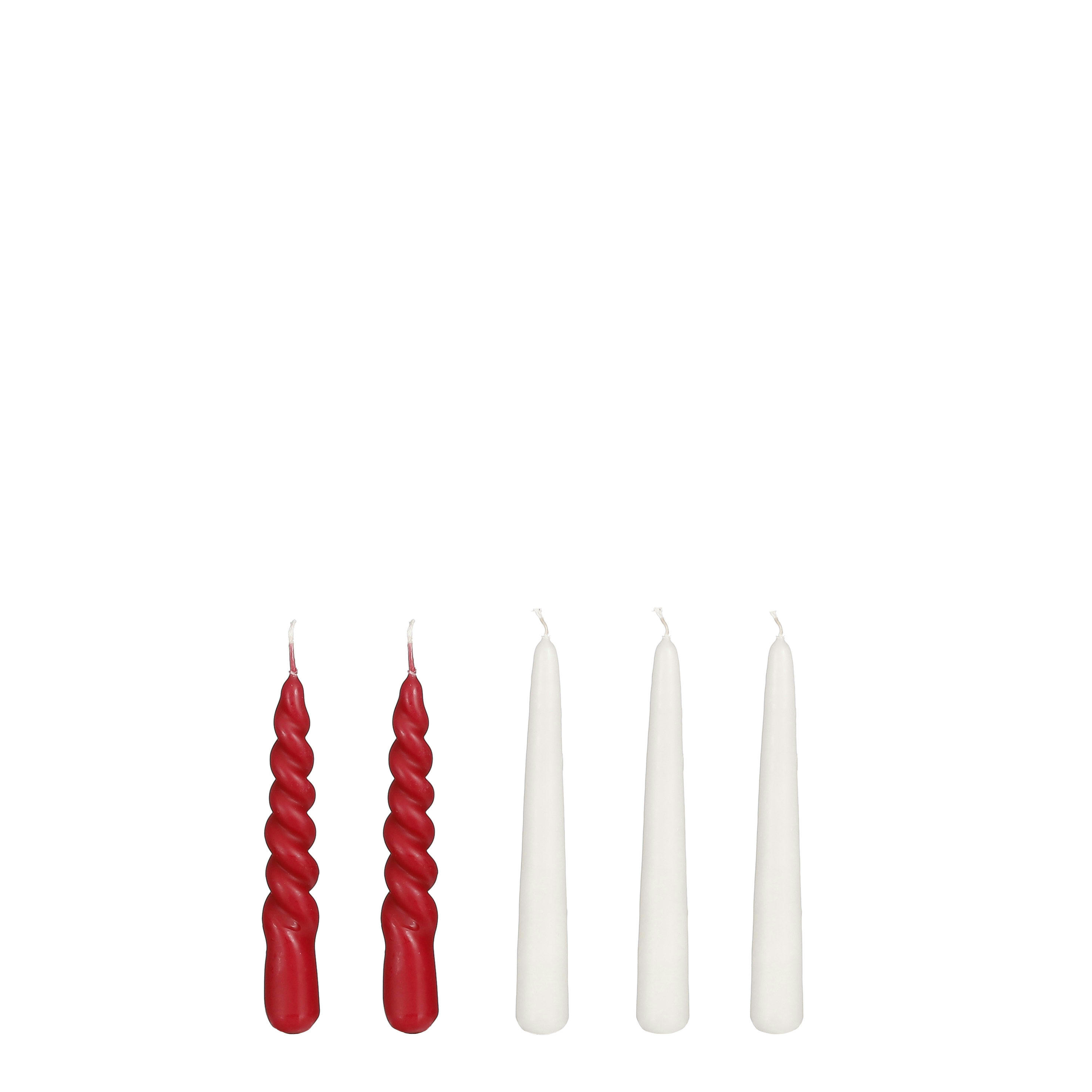 CANDLE - Lot de 5 bougies rouge et crème