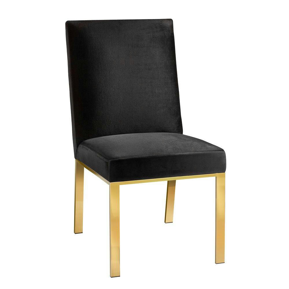 Home Gear Dining Chair with Patterned Back, Gold Frame, Black