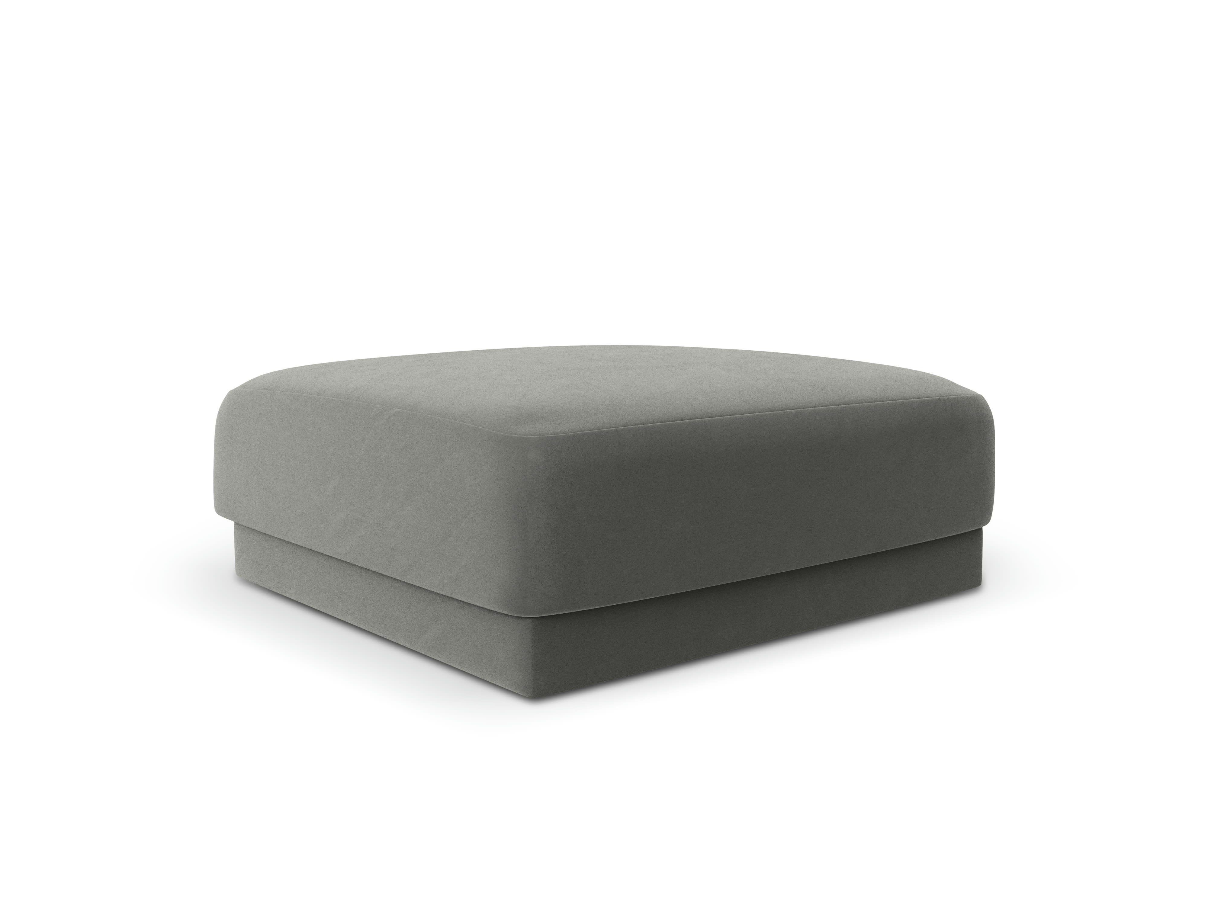 MILEY - Pouf 1 place en tissu velours gris clair