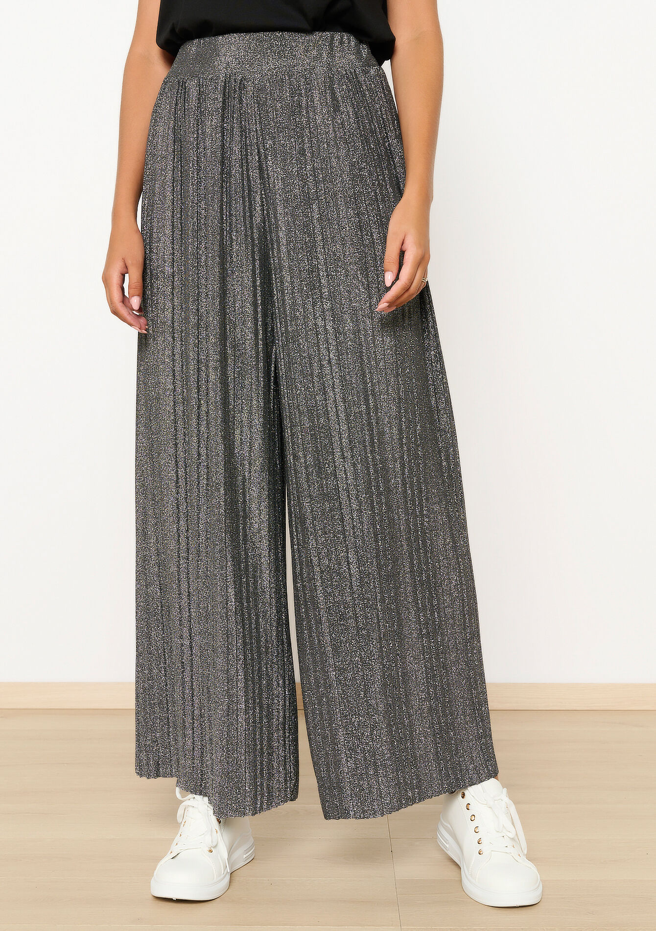 Wijde broek met pliss&eacute;