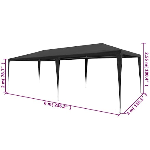 NNEVL Party Tent 3x6 m PE Anthracite