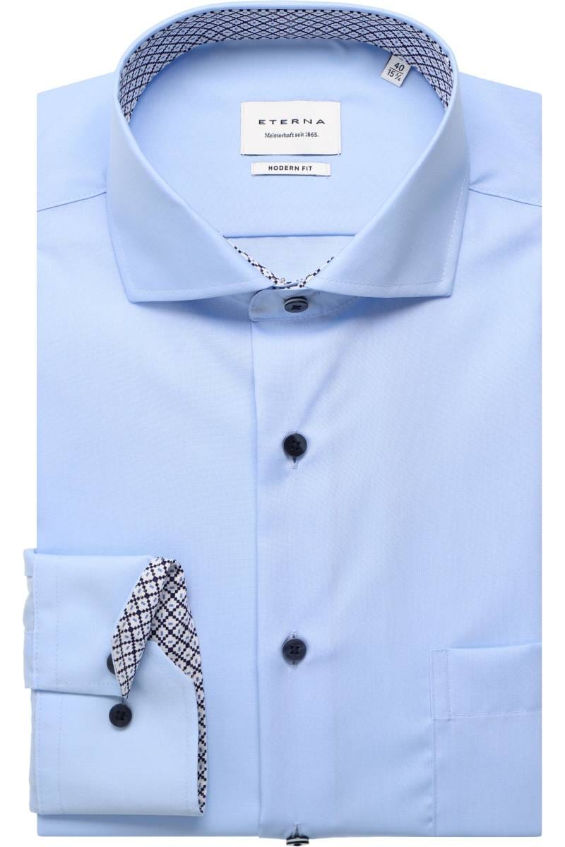 ETERNA Modern Fit Hemd hellblau, Einfarbig (extra langer Arm)