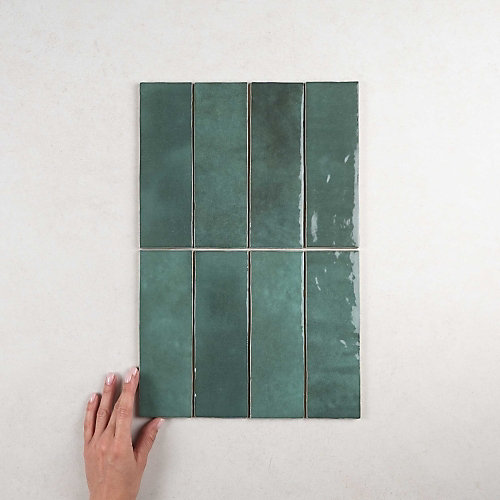 Faïence Effet Zellige Vert ARTISAN 6.5x20 Green - Les Carreaux de Jean