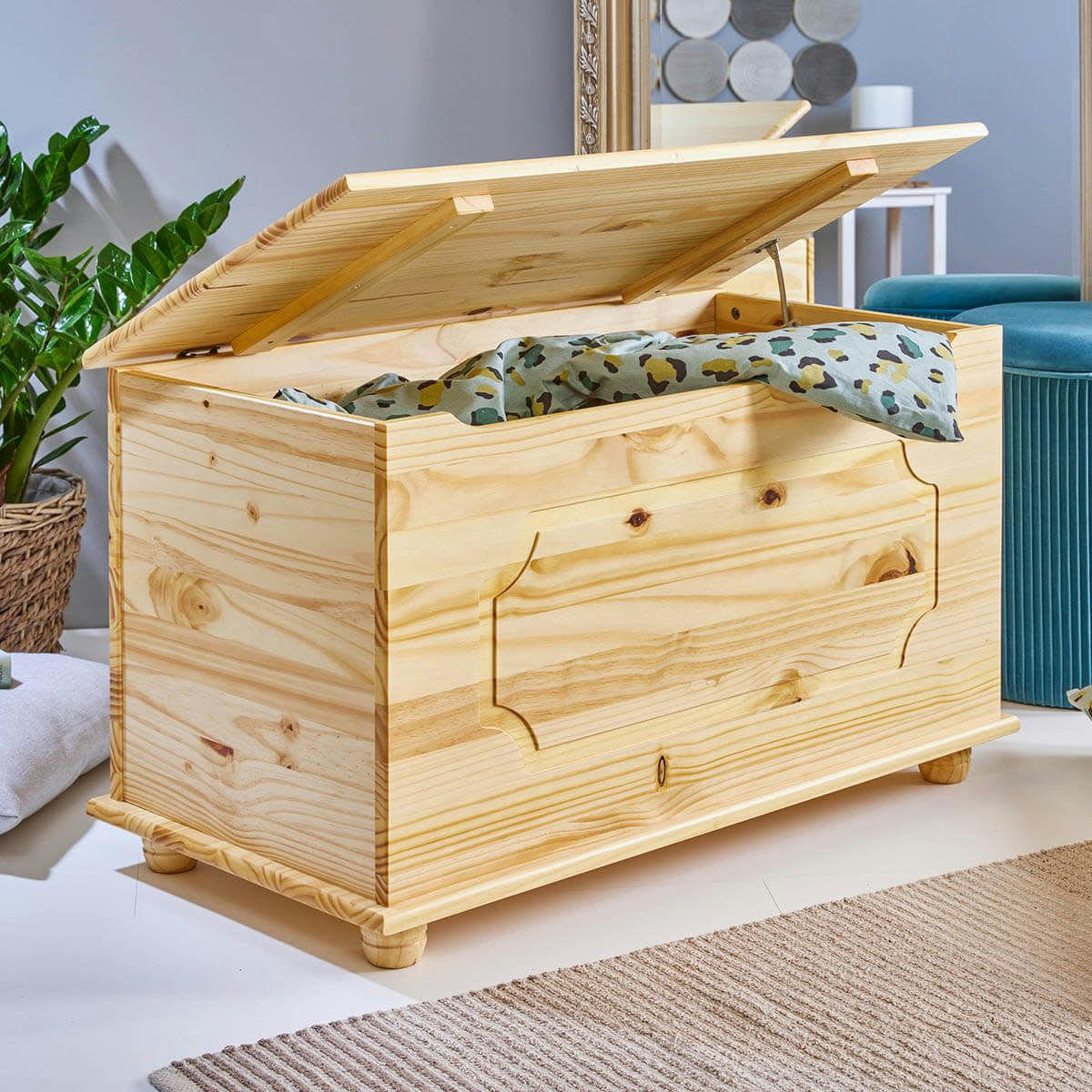 KALISHA - Coffre  à jouets bois massif naturel