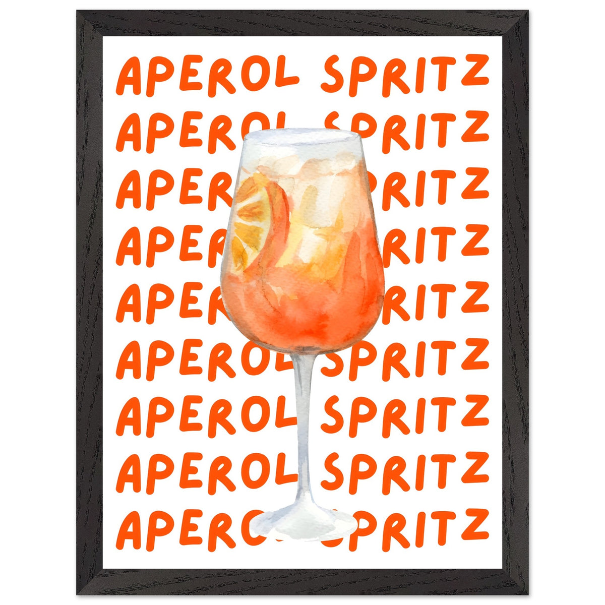 Artfulprints Poster met Lijst Aperol Spritz - Written behind the glass  - 30x40 cm - Oranje