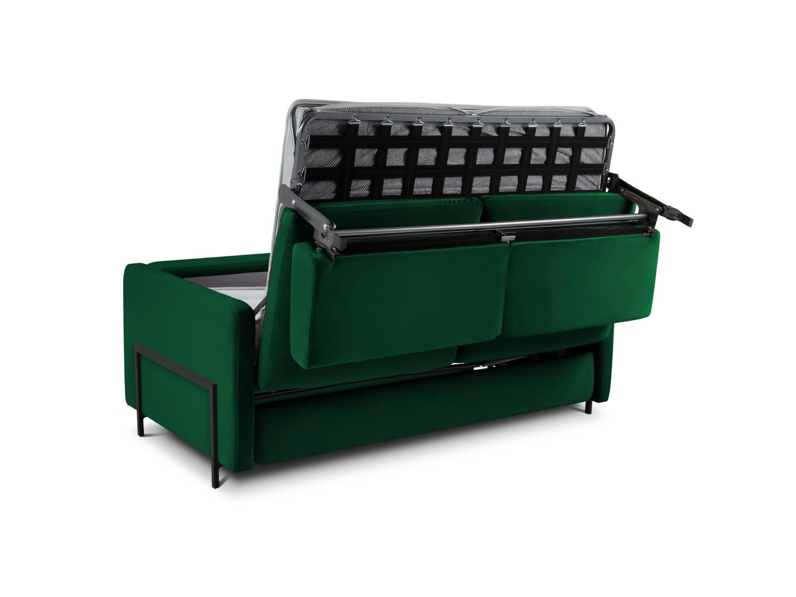 YANIS - Canapé Convertible 2 places en Velours Vert Bouteille