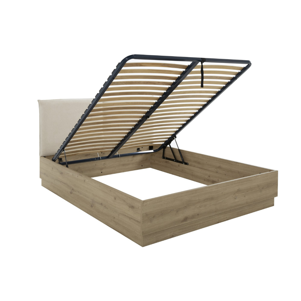 Calicosy - TIDY Opbergbed met hoofdbord - H101 cm - Licht hout