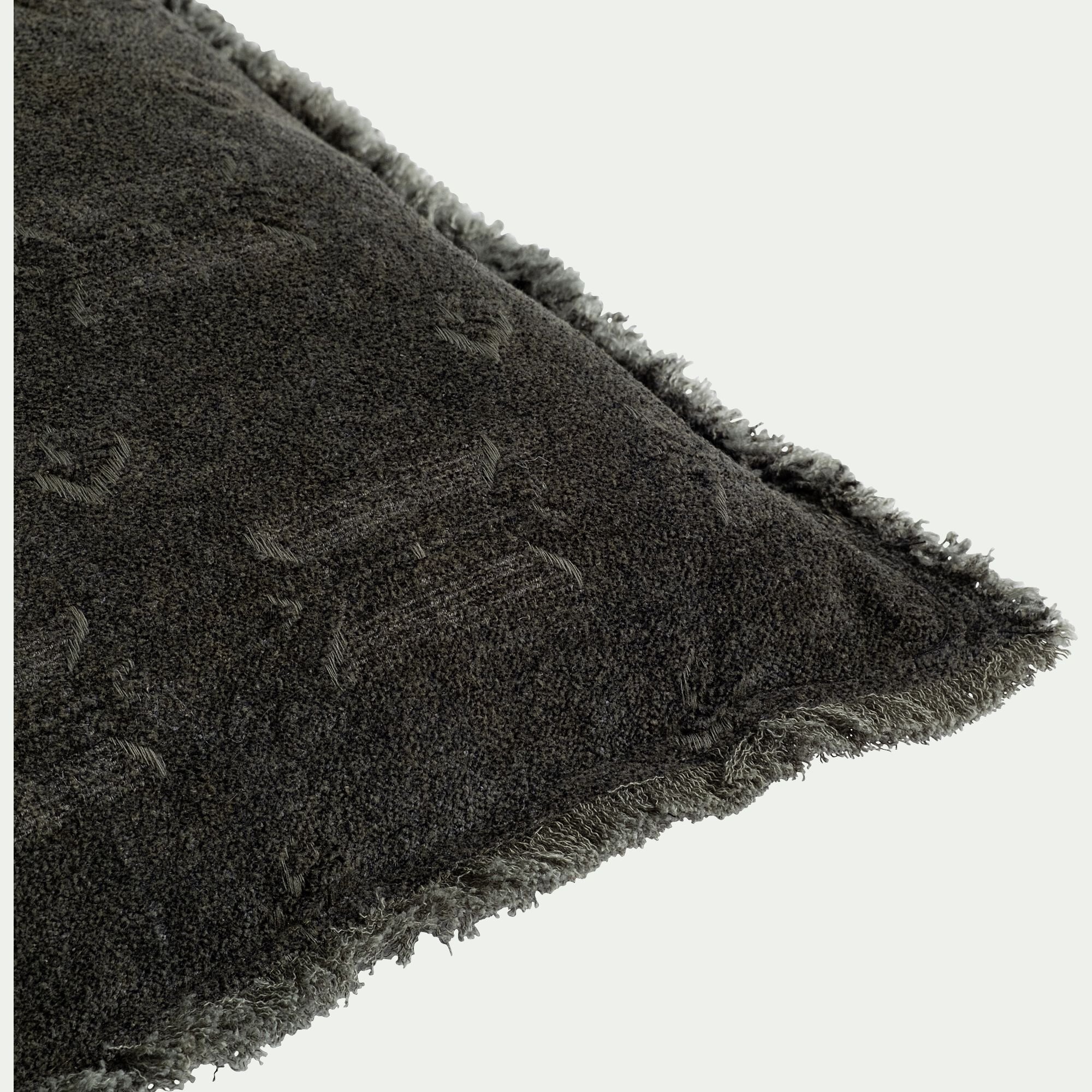 ALBAH - Coussin frangé en velours 30x50cm - vert cèdre