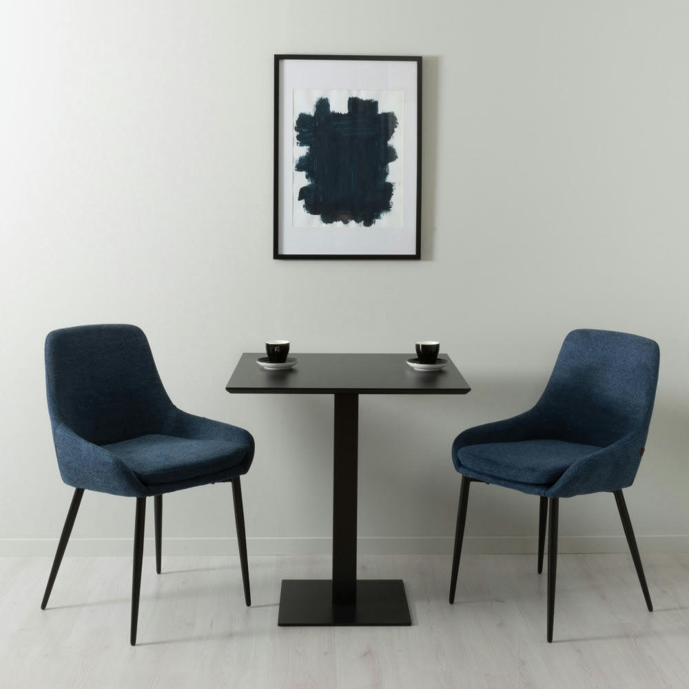 LIV - Lot de 2 chaises en tissu et métal bleu marine