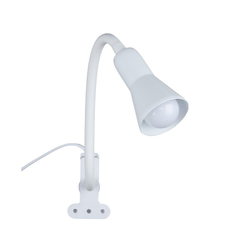 Lampe clip flexible plastique et métal blanc 34cm