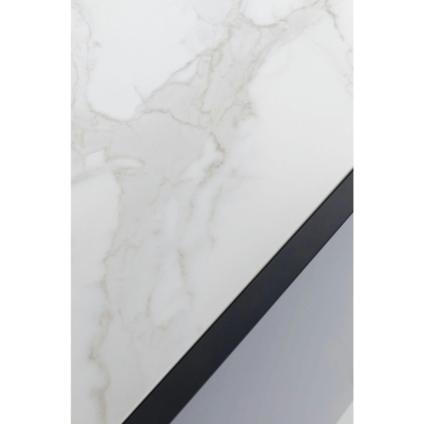 CATANIA - Buffet 4 portes gris foncé et verre effet marbre blanc