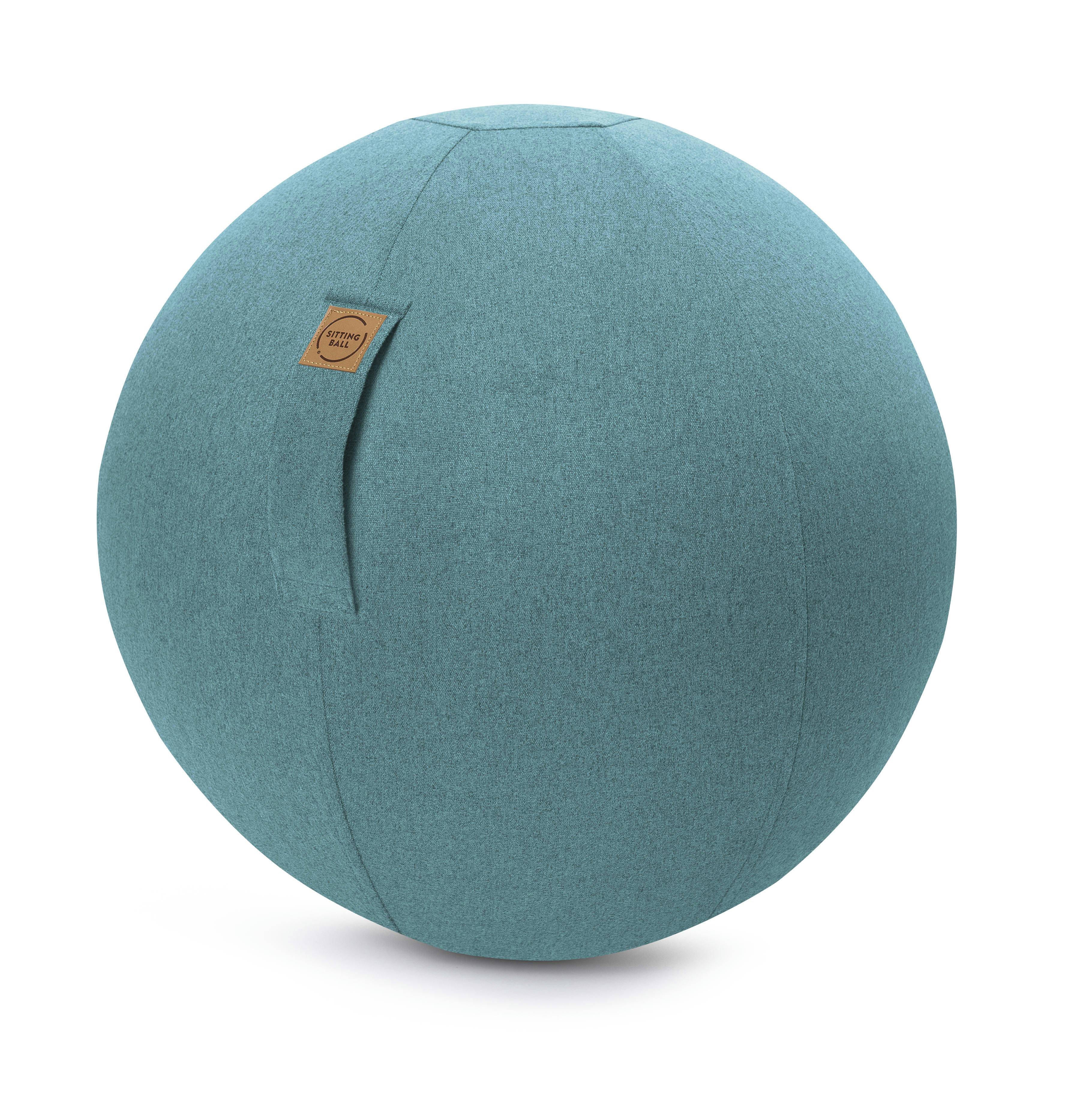 FELT - Balle d'assise aspect feutrine turquoise avec poignée polyester D65