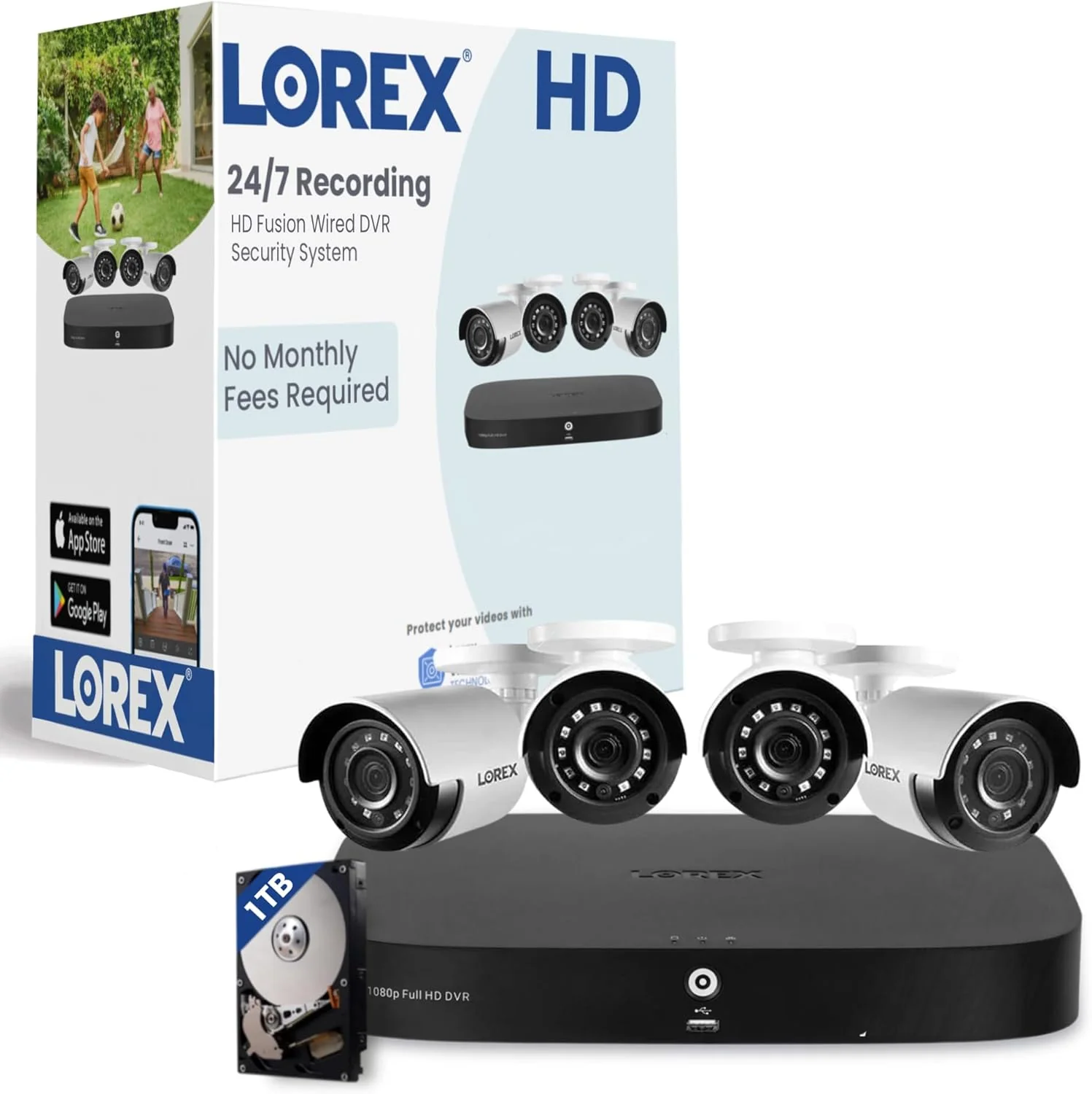8CH 1080P Security Camera System, 1TB HDD, 42MP Metal Bullet Cameras, IR Night Vision, Motion Detection, Weatherproof