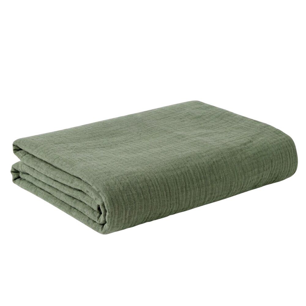 Plaid été gaze de coton vert 120x150cm