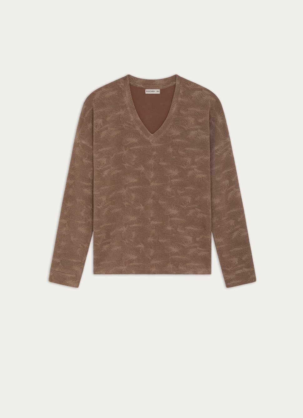 HAUT MANCHES LONGUES EN FIL METALLISE ARGILE