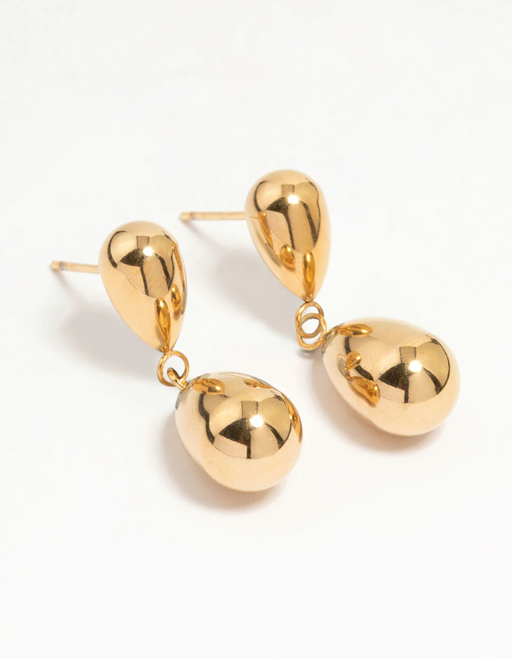 Waterproof Gold Plated Stainless Steel Double Drop Earrings