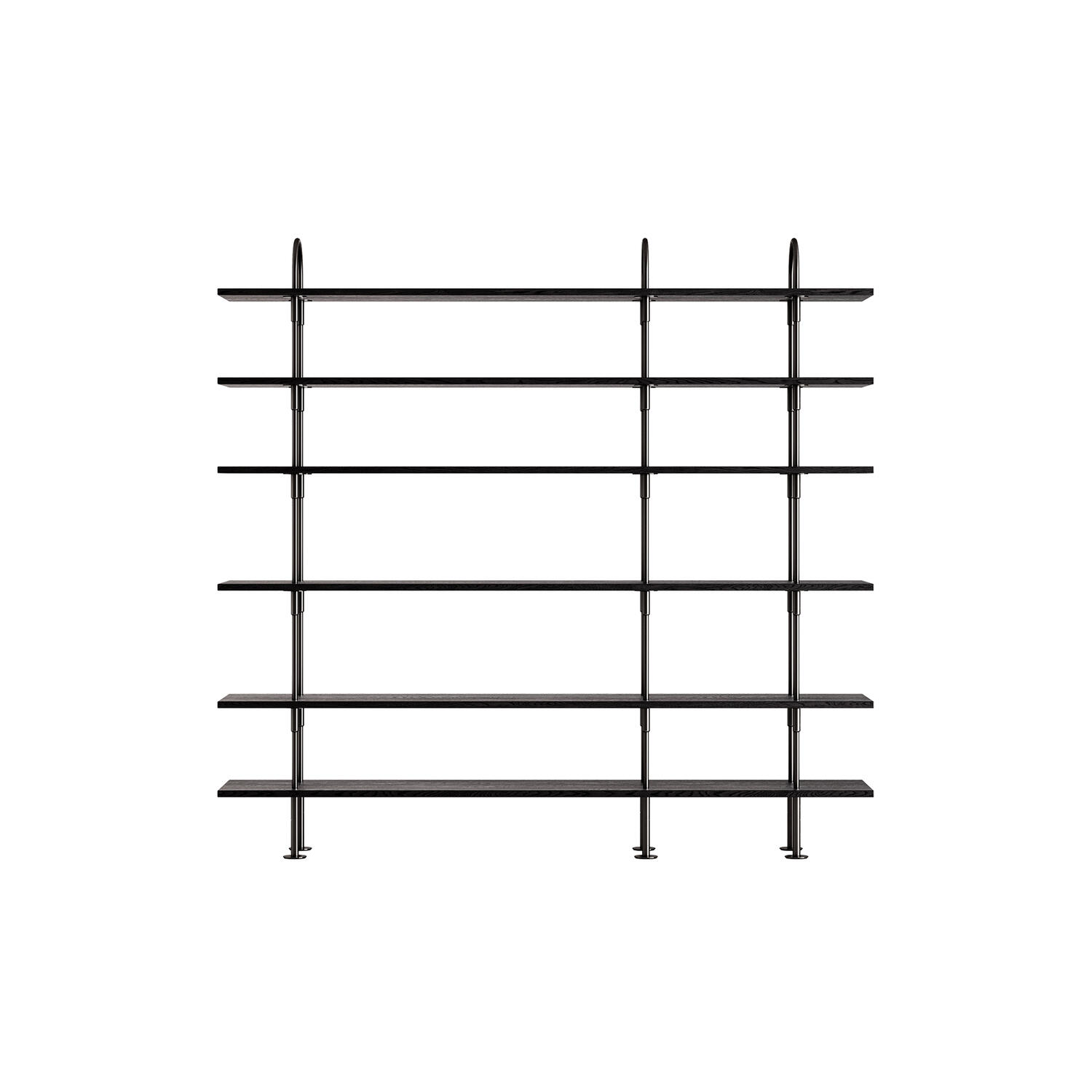 Keen Shelving, black brass/ash veneer