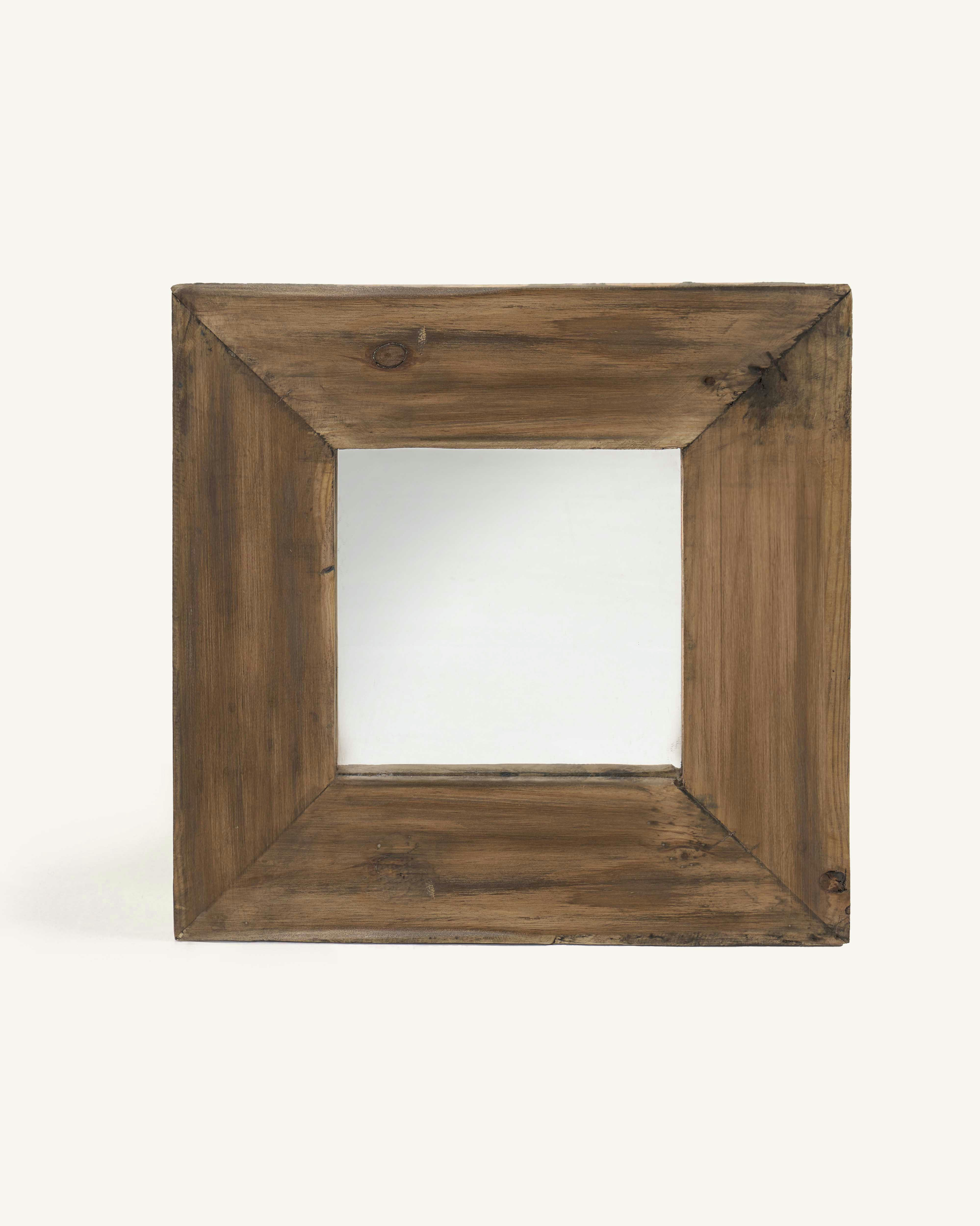 TROSO - Miroir en bois recyclé de couleur marron 50 cm