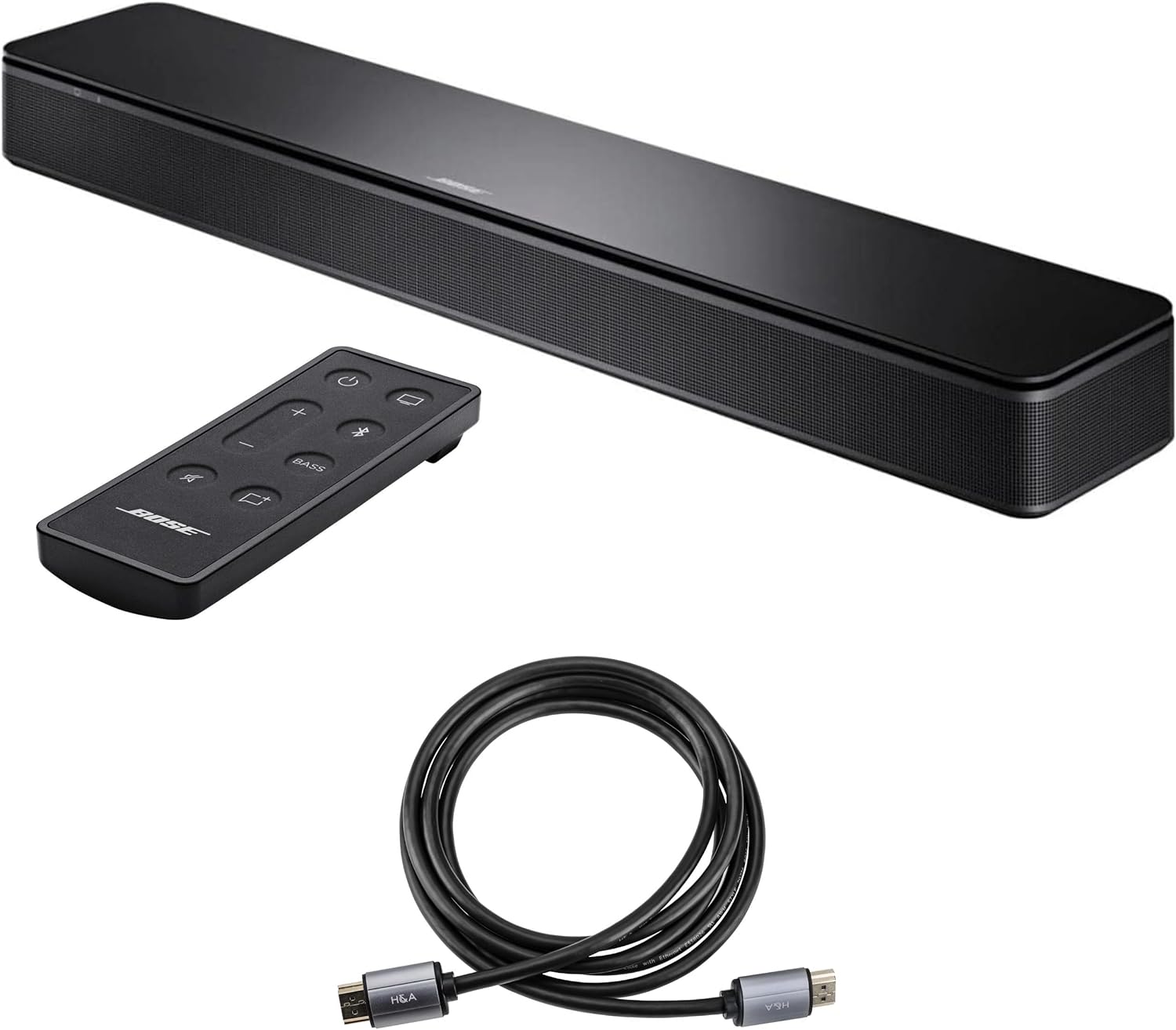 Bose TV Speaker  Black with H&A High-Speed HDMI 2.0 10' Cable
