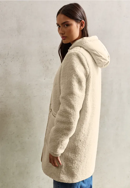 Teddy-Mantel mit Kapuze