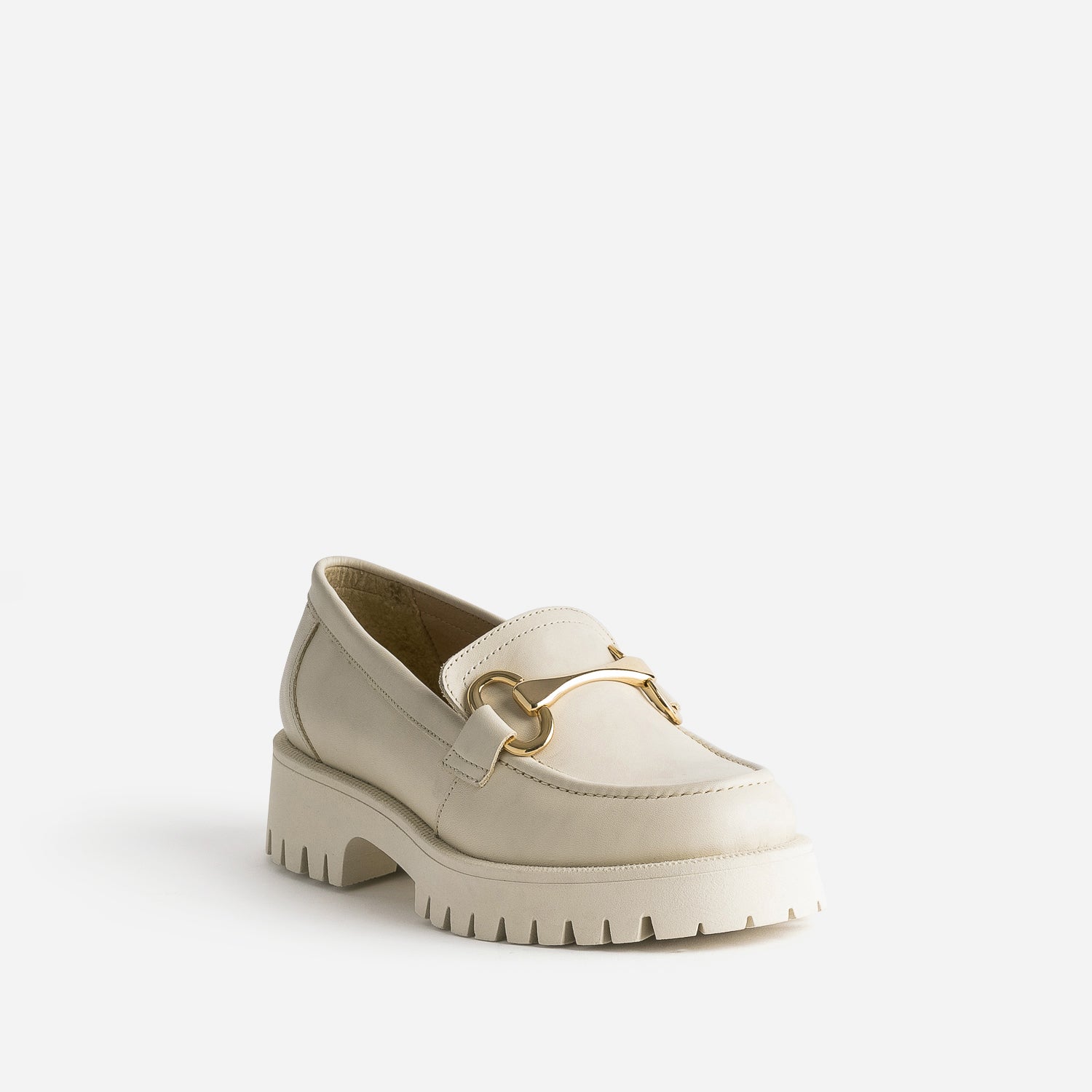 Mocassin TEXTO beige en cuir à semelle crantée