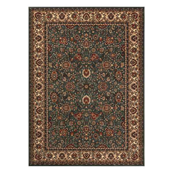 Dywan wełniany KASHQAI 4362 410 ornament zielony / beż 67x130 cm